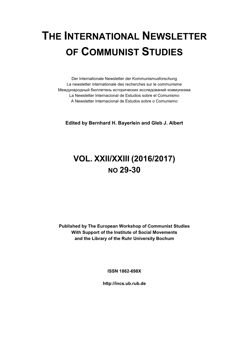 The International Newsletter of Communist Studies