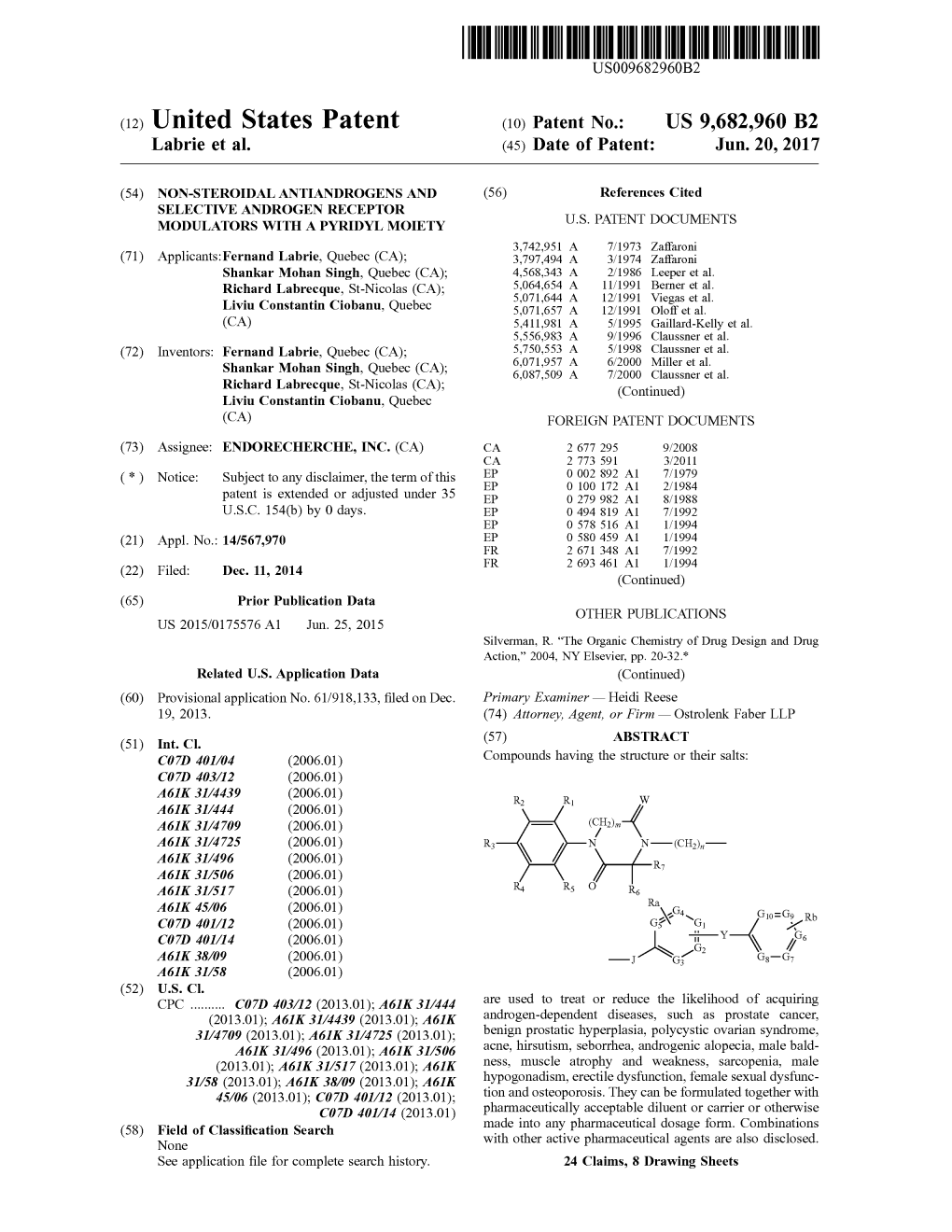 (12) United States Patent (10) Patent No.: US 9,682,960 B2 Labrie Et Al