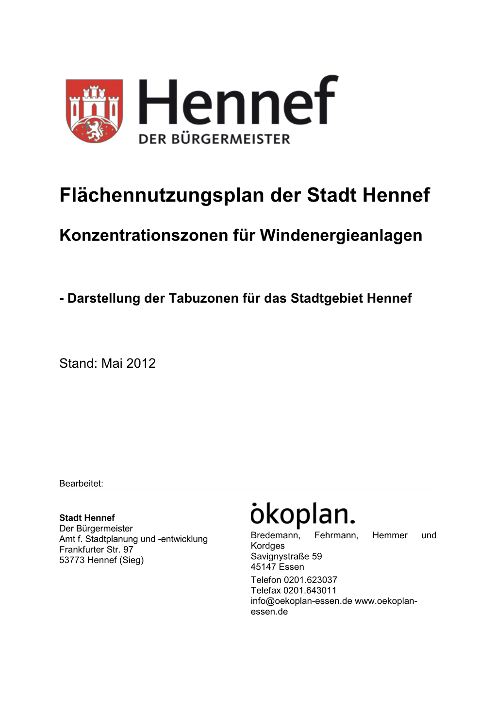 Flächennutzungsplan Der Stadt Hennef