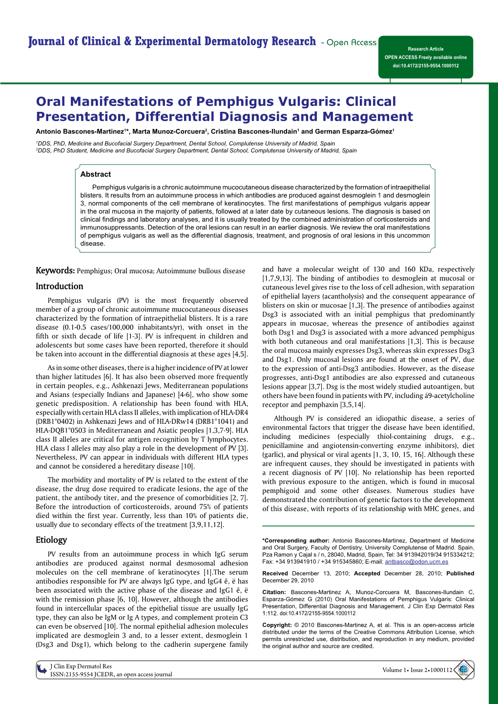 Oral Manifestations of Pemphigus Vulgaris