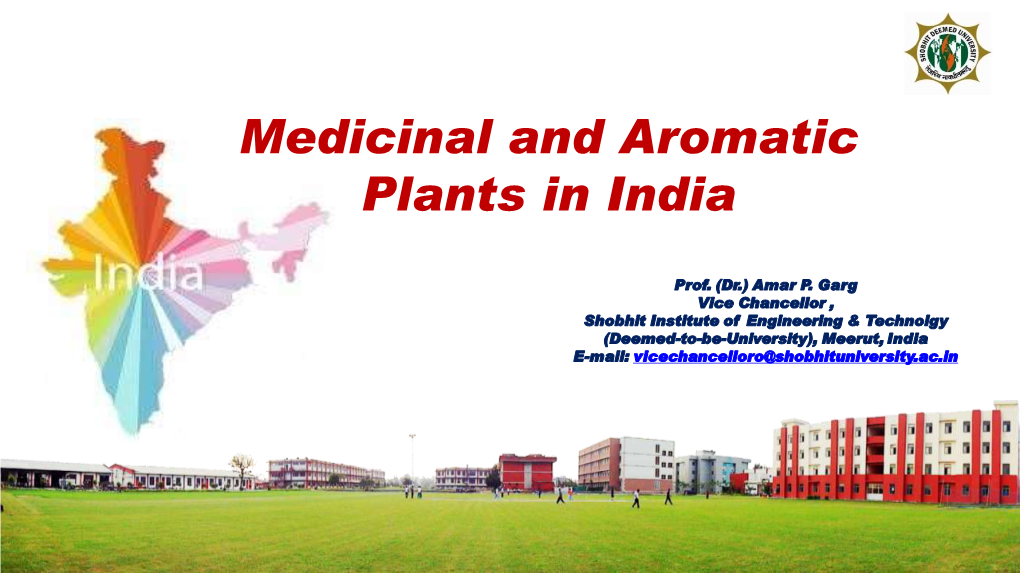 Medicinal and Aromatic Plants in India