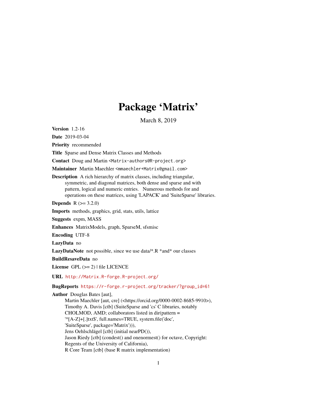 Package 'Matrix'