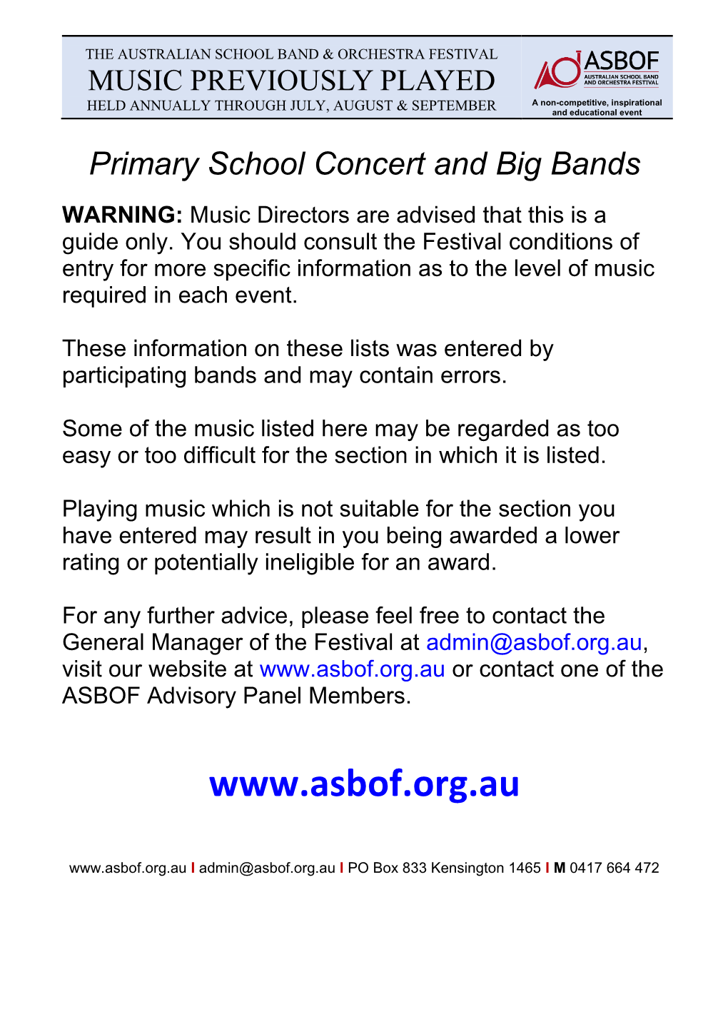 Or Contact One of the ASBOF Advisory Panel Members