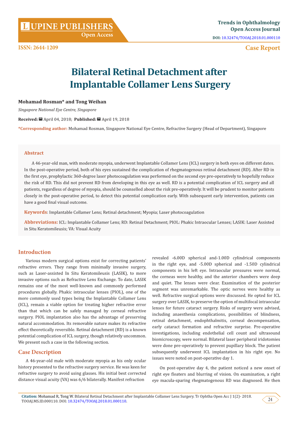 Bilateral Retinal Detachment After Implantable Collamer Lens Surgery