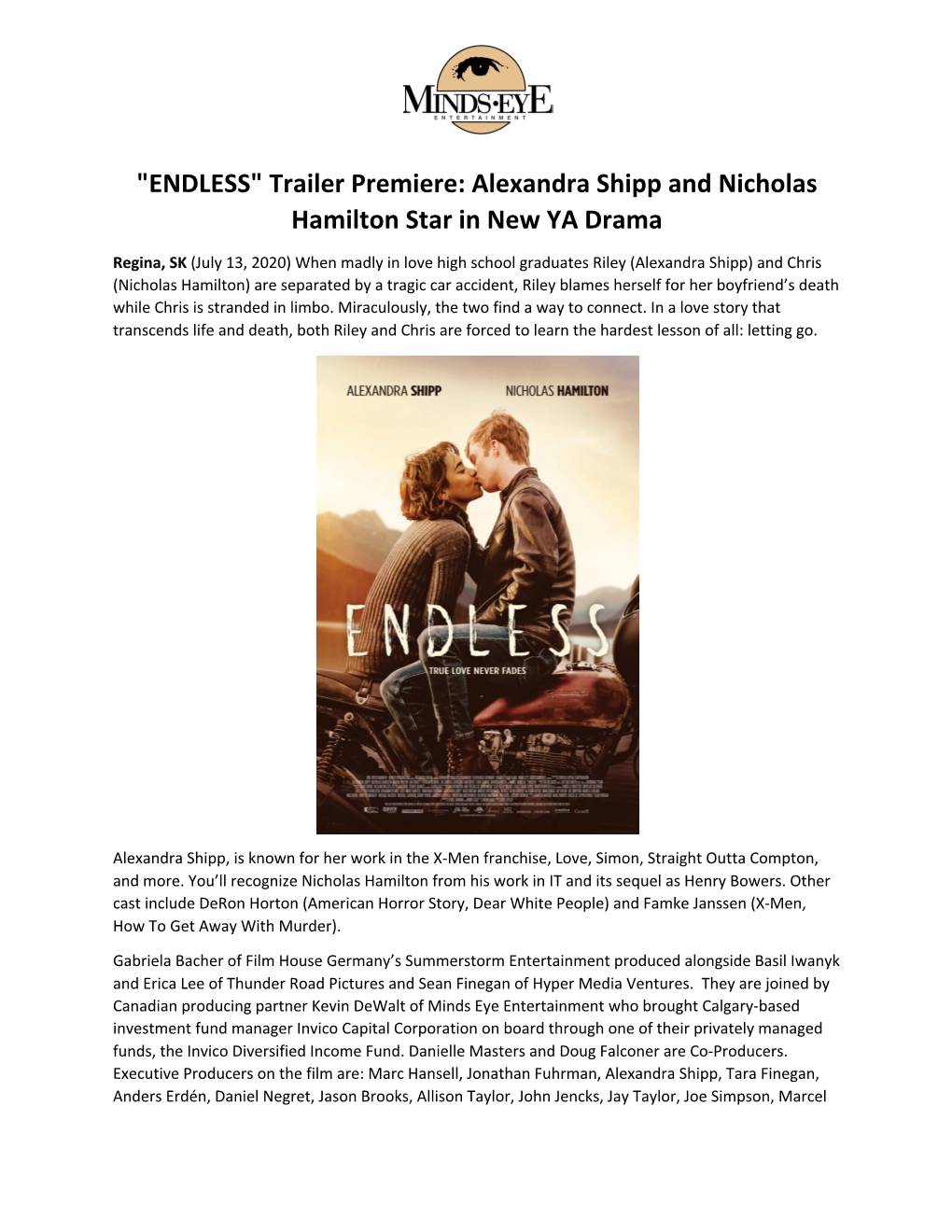"ENDLESS" Trailer Premiere: Alexandra Shipp and Nicholas Hamilton Star in New YA Drama