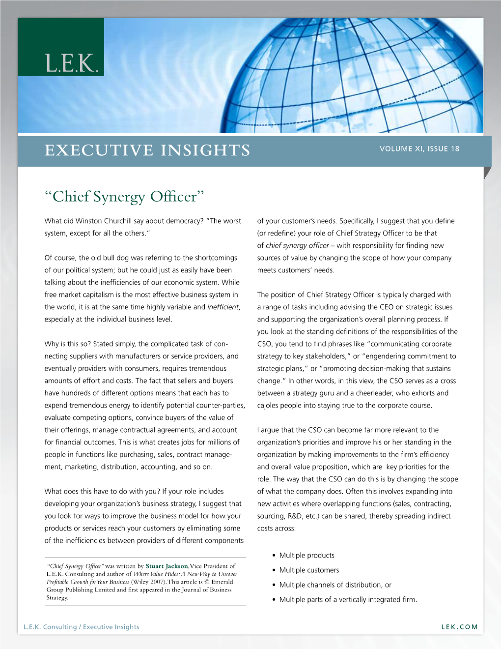 Executive Insights Volume XI, Issue 18