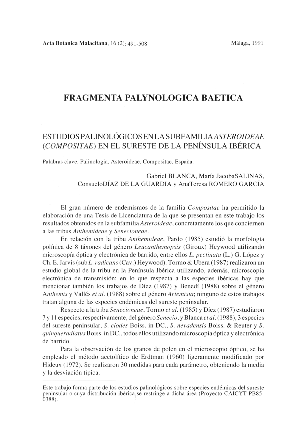 Fragmenta Palynologica Baetica