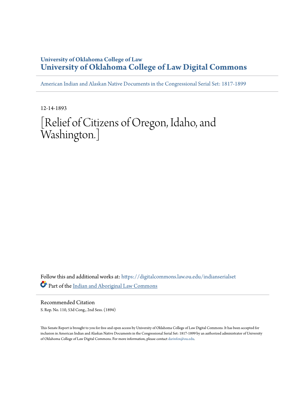 [Relief of Citizens of Oregon, Idaho, and Washington.]