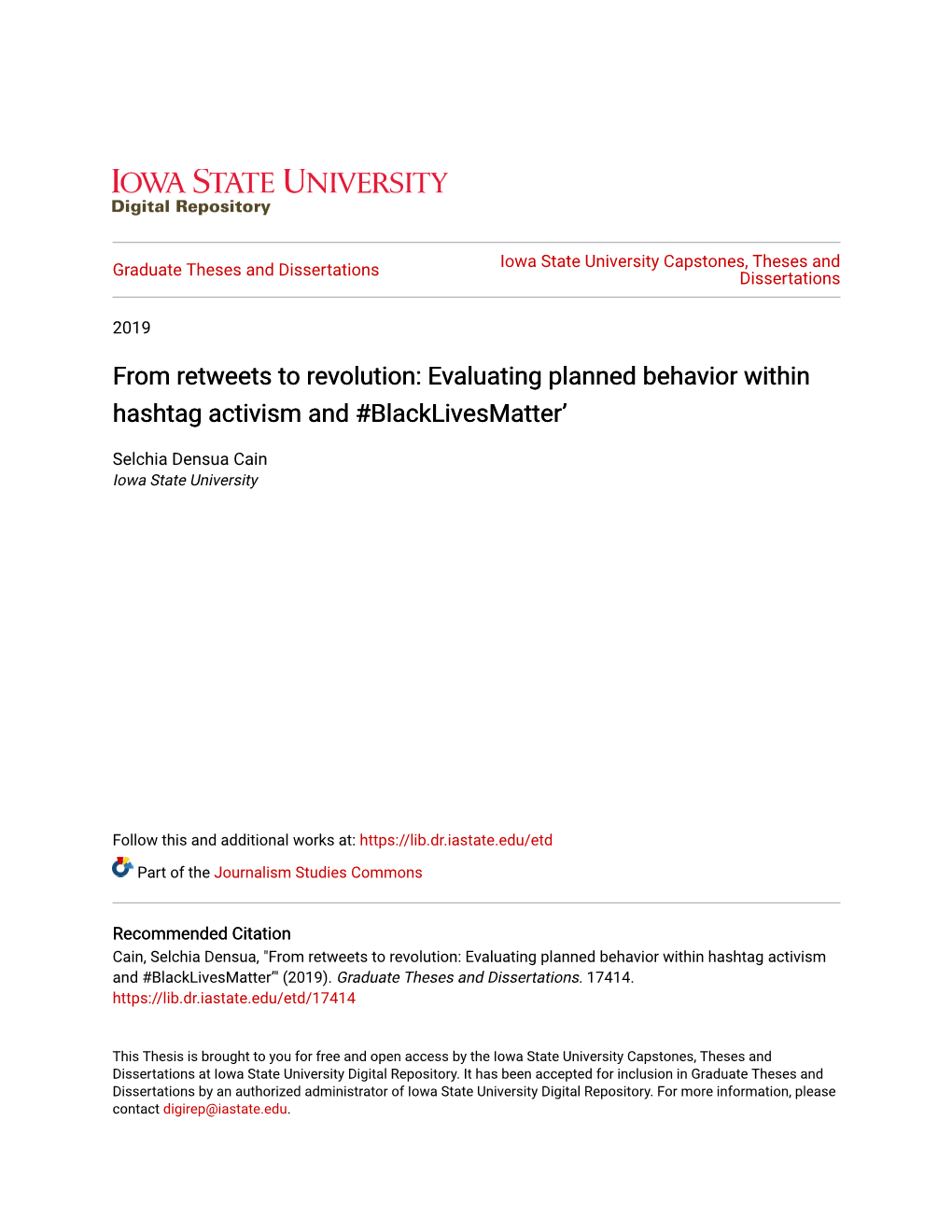 Evaluating Planned Behavior Within Hashtag Activism and #Blacklivesmatter’