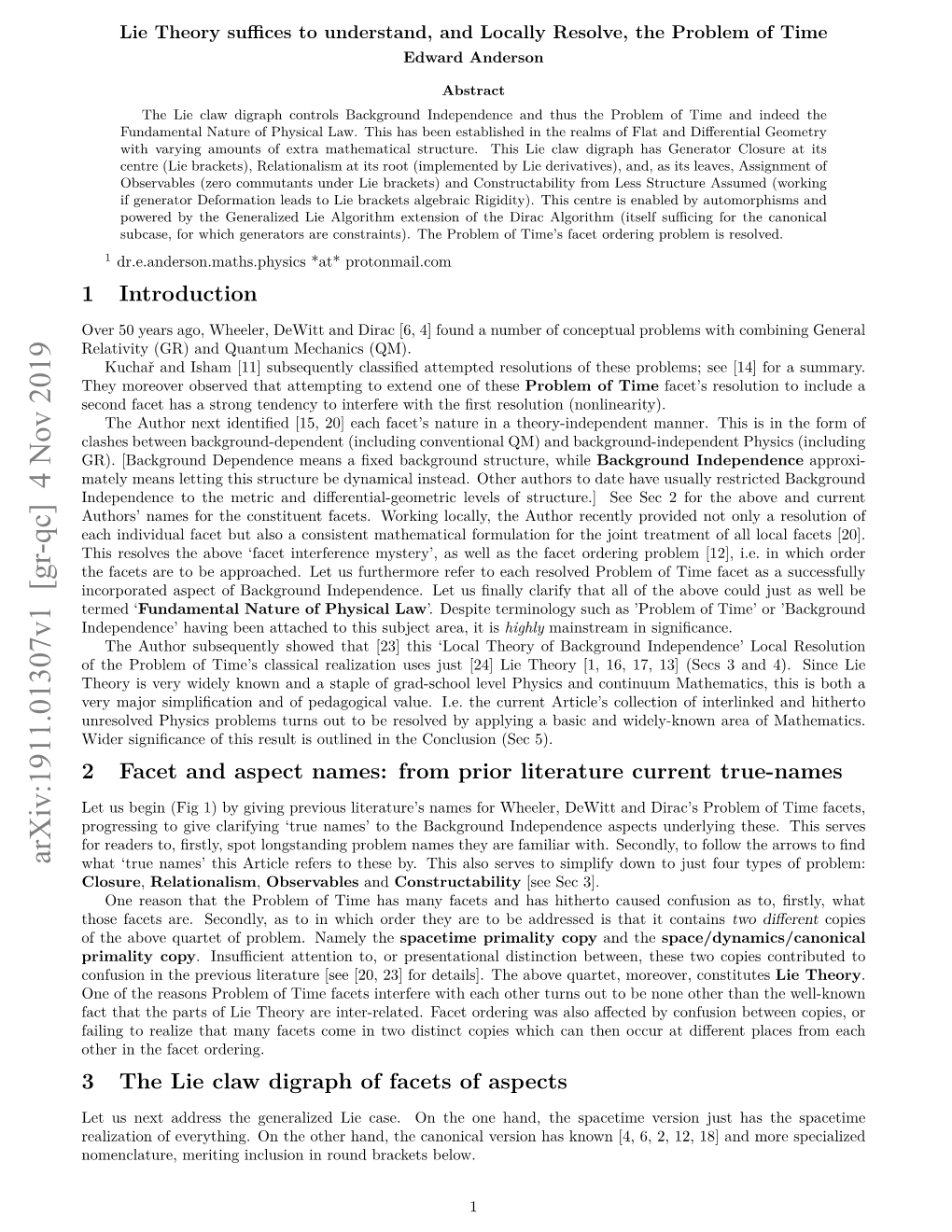 Arxiv:1911.01307V1 [Gr-Qc] 4 Nov 2019 What ‘True Names’ This Article Refers to These By