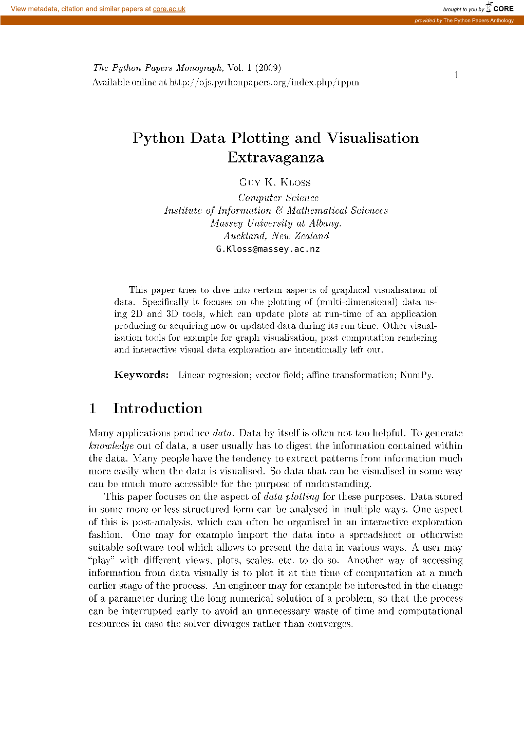 Python Data Plotting and Visualisation Extravaganza 1 Introduction