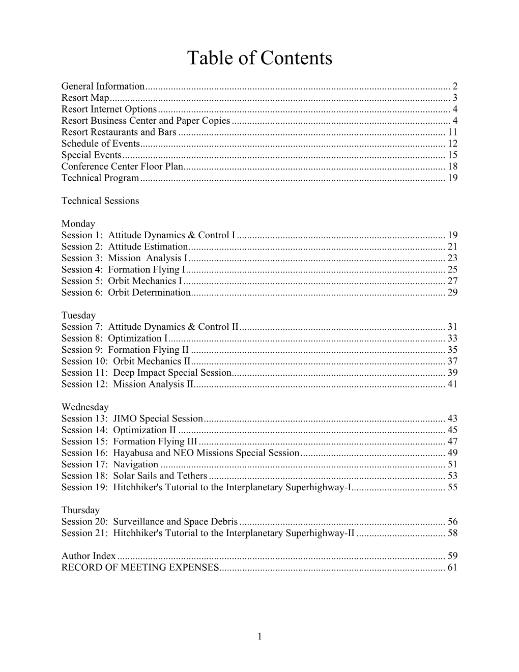 Table of Contents