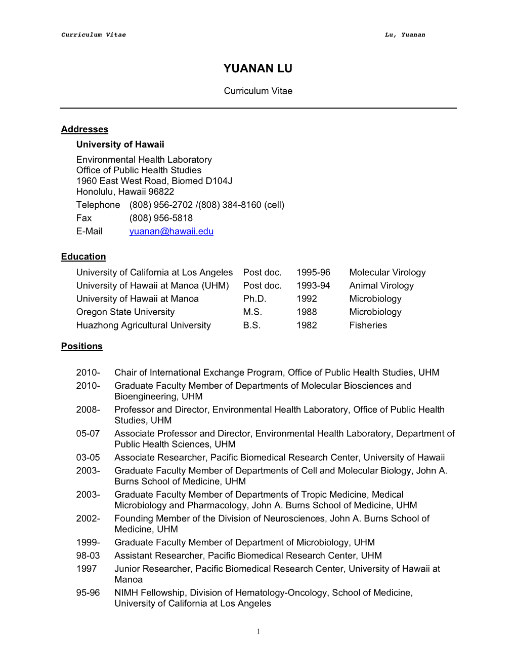 View Curriculum Vitae