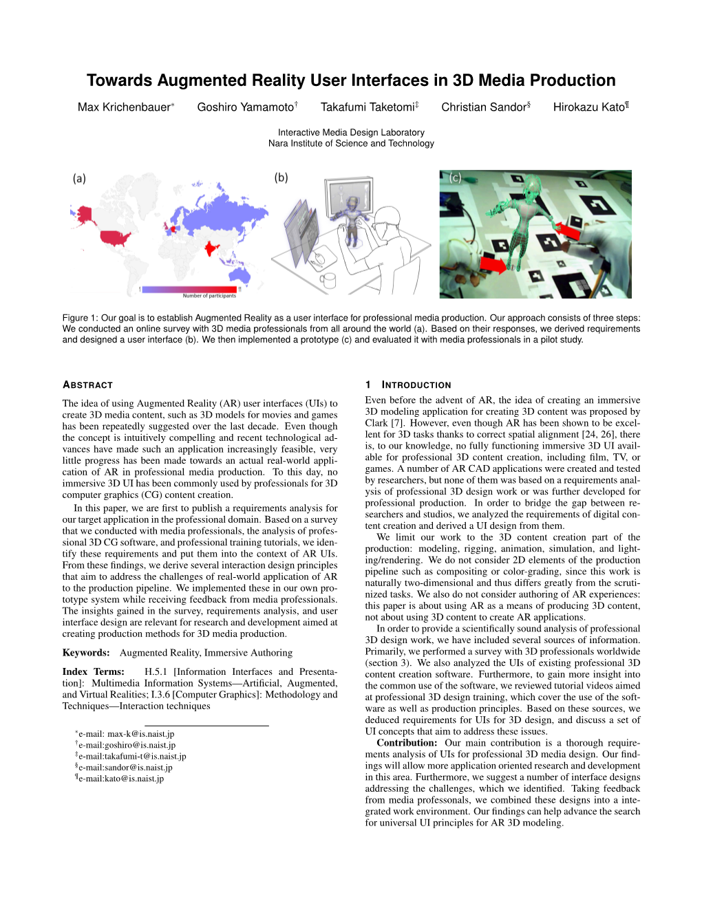 Towards Augmented Reality User Interfaces in 3D Media Production