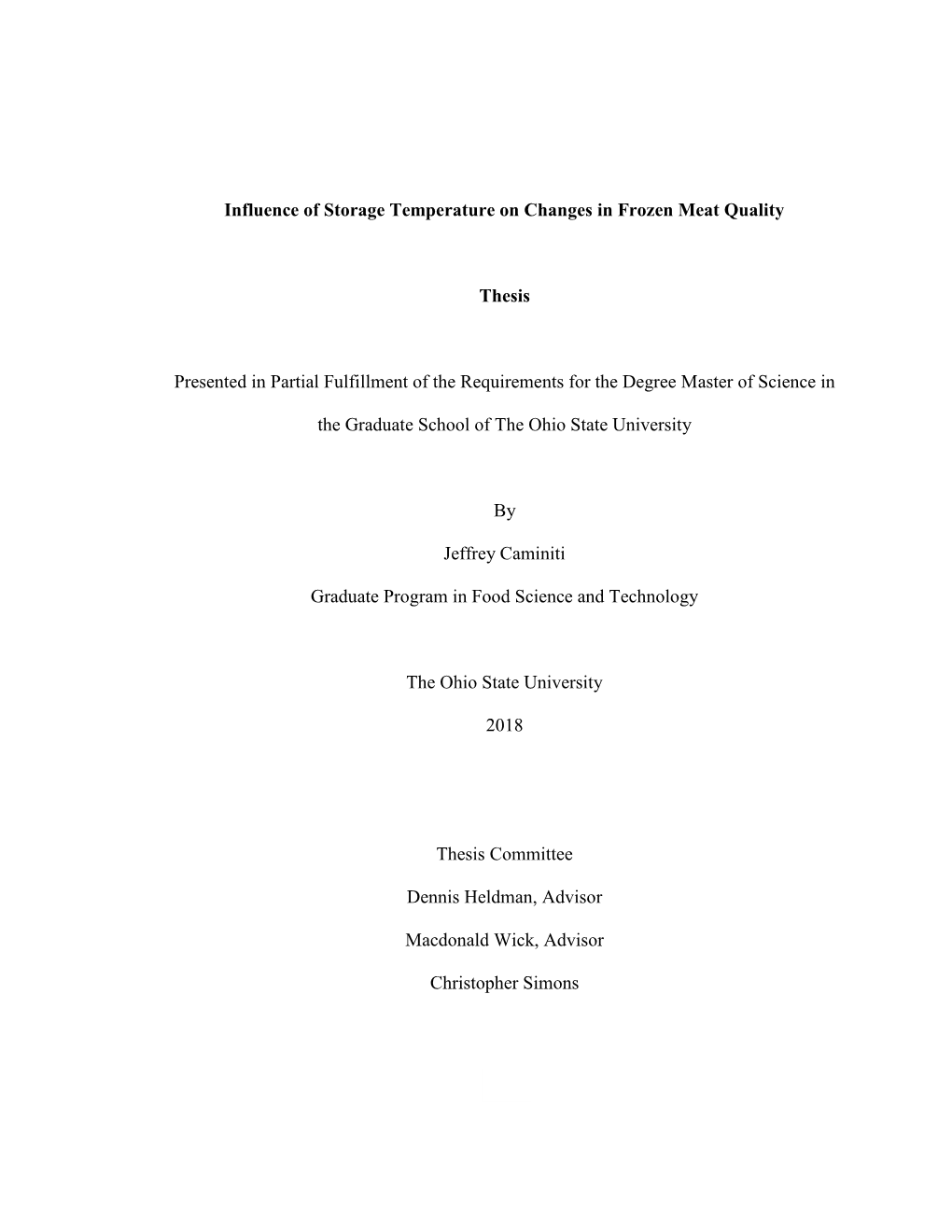 Influence of Storage Temperature on Changes in Frozen Meat Quality