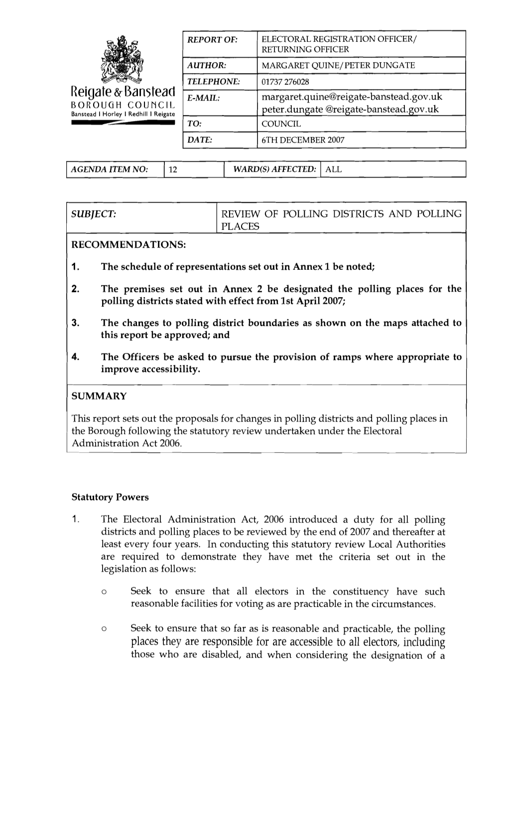 Polling Places Recommendations