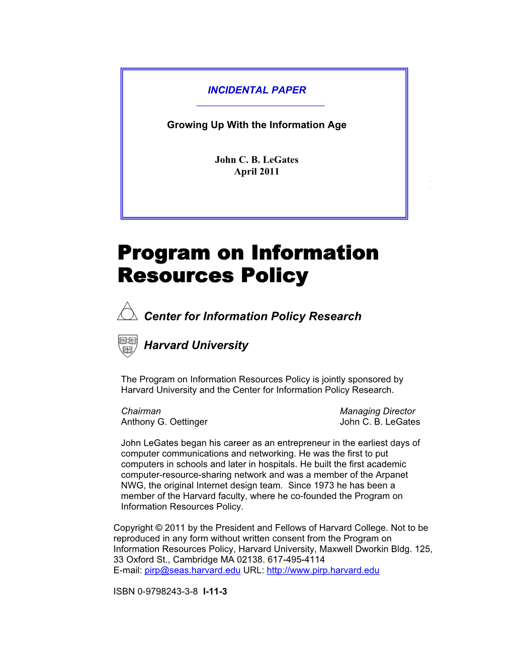 Program on Information Resources Policy