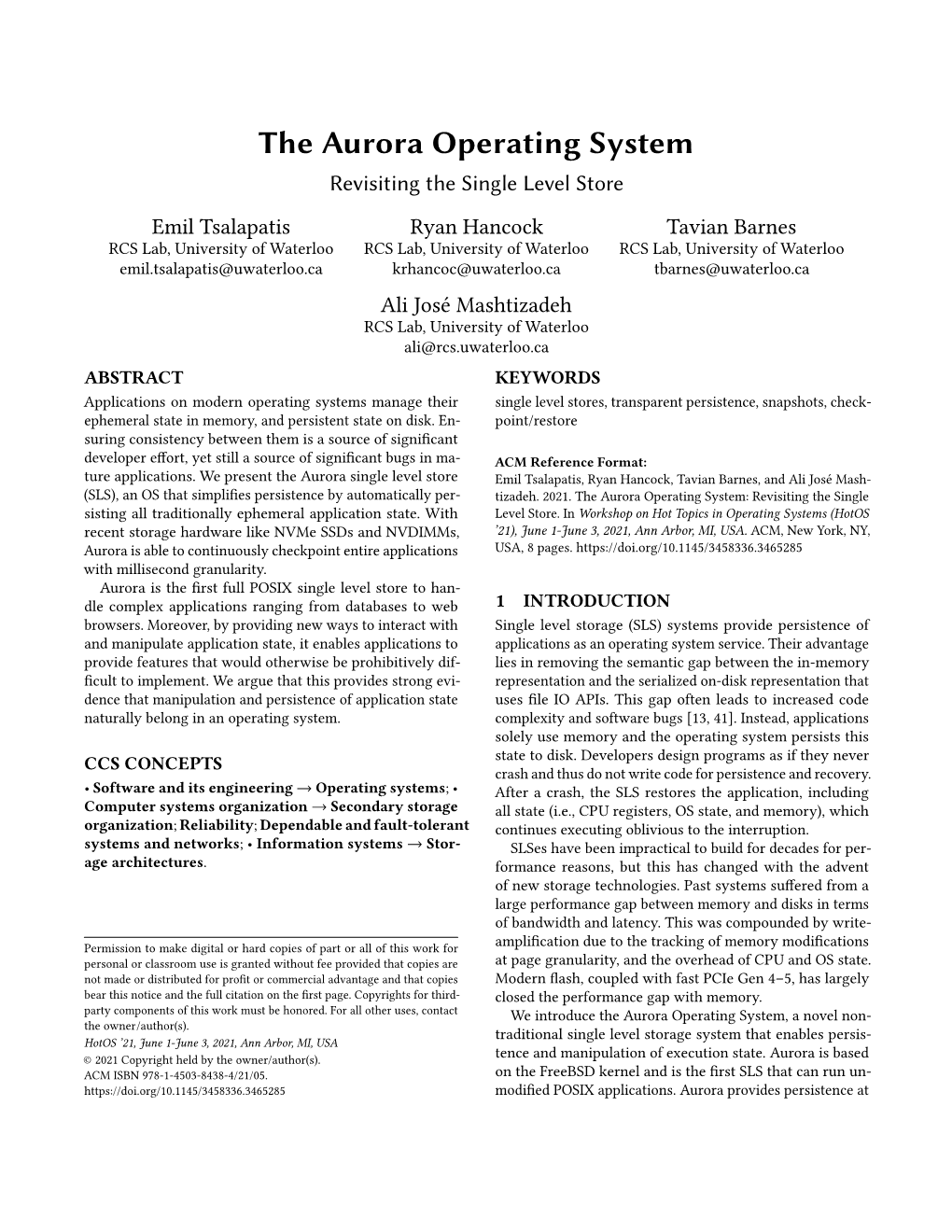 The Aurora Operating System