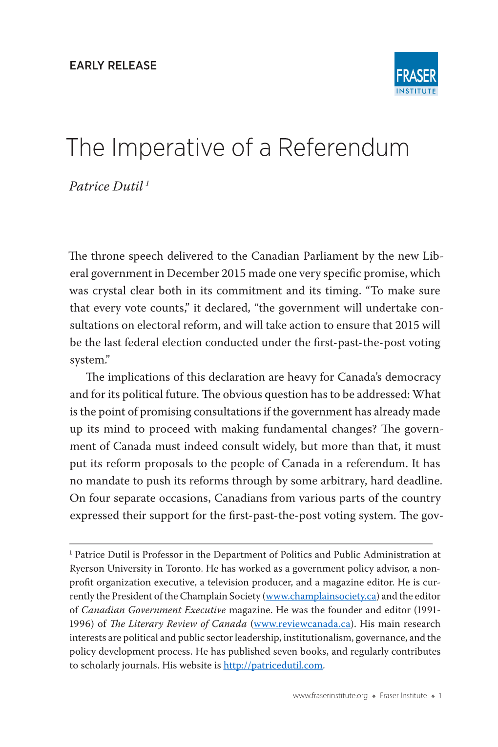 The Imperative of a Referendum