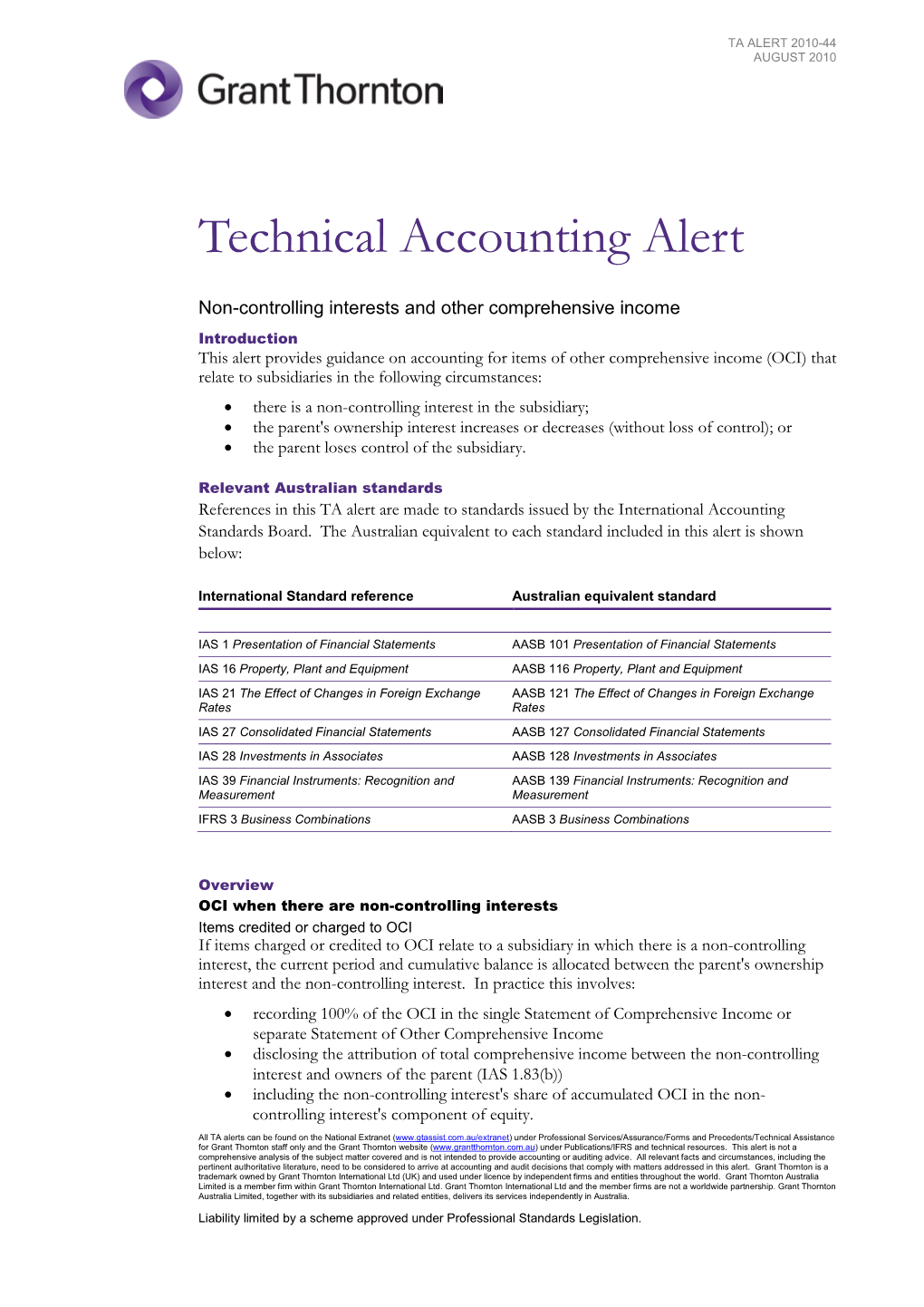 Technical Accounting Alert