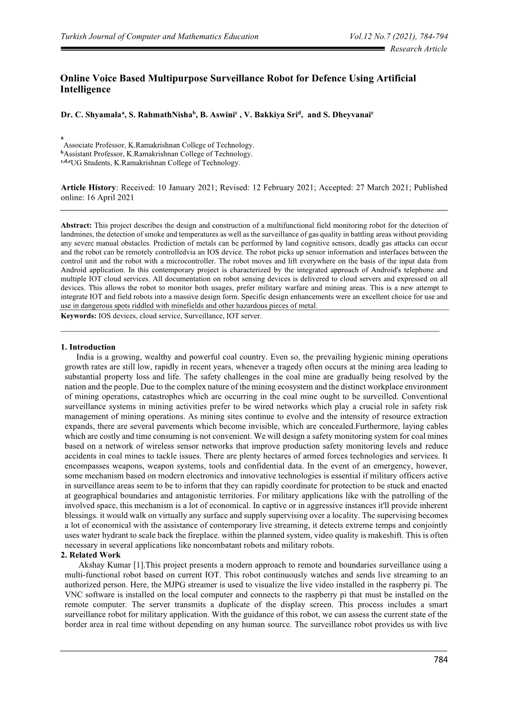 Online Voice Based Multipurpose Surveillance Robot for Defence Using Artificial Intelligence