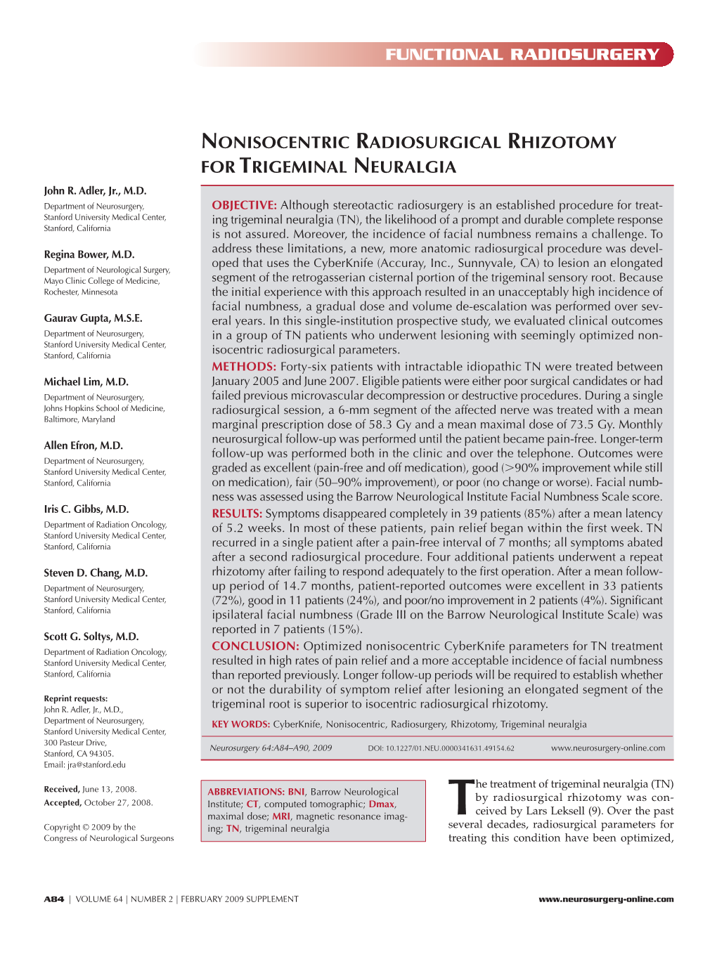 Functional Radiosurgery