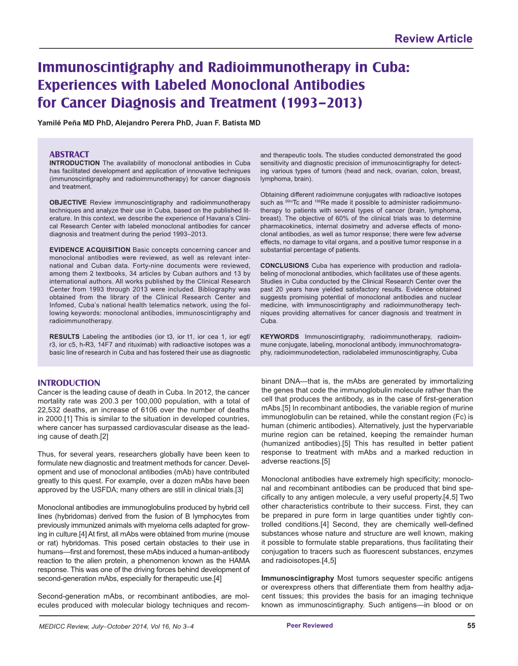 Immunoscintigraphy and Radioimmunotherapy in Cuba: Experiences with Labeled Monoclonal Antibodies for Cancer Diagnosis and Treatment (1993–2013)