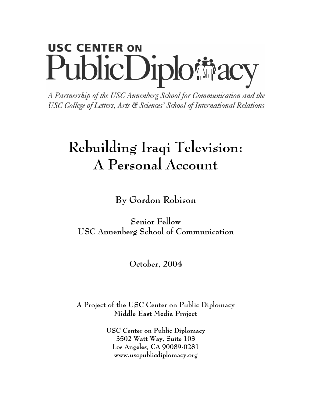 Rebuilding Iraqi Television: a Personal Account