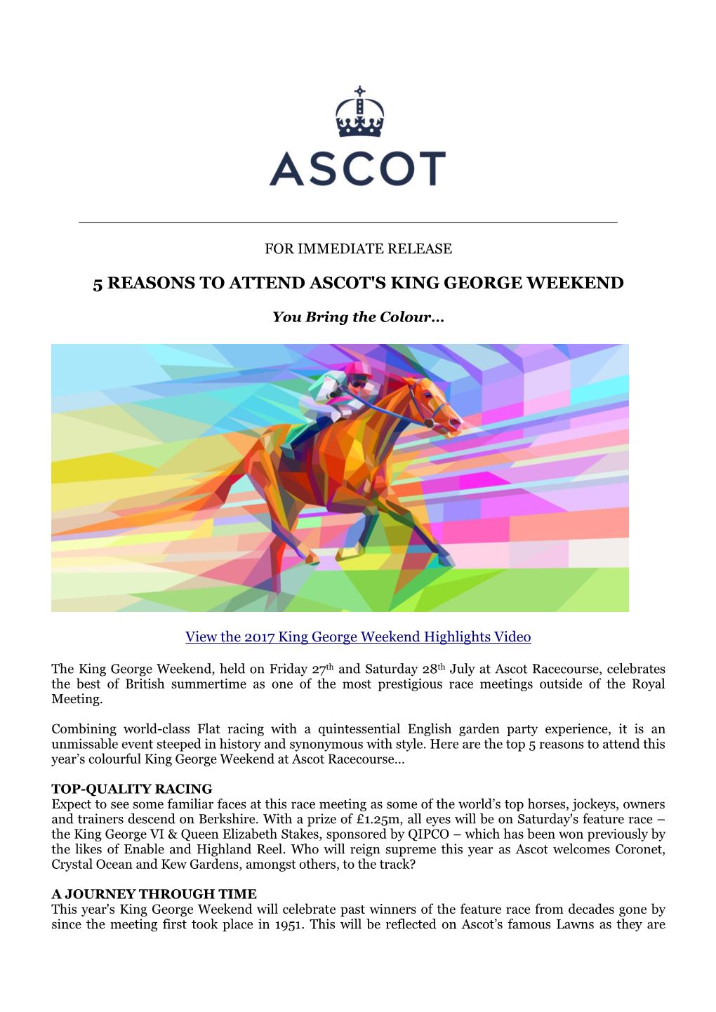 5 Reasons to Attend Ascot's King George Weekend