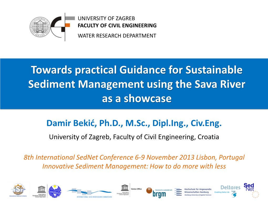 Towards Practical Guidance for Sustainable Sediment Management Using the Sava River As a Showcase