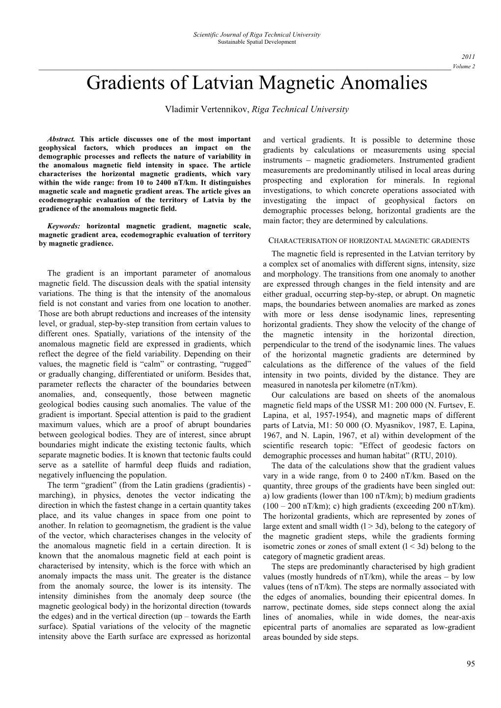 Gradients of Latvian Magnetic Anomalies