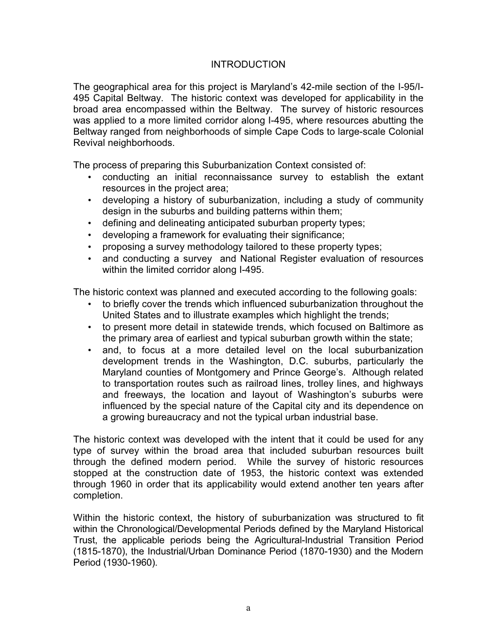 Suburbanization Historic Context and Survey Methodology