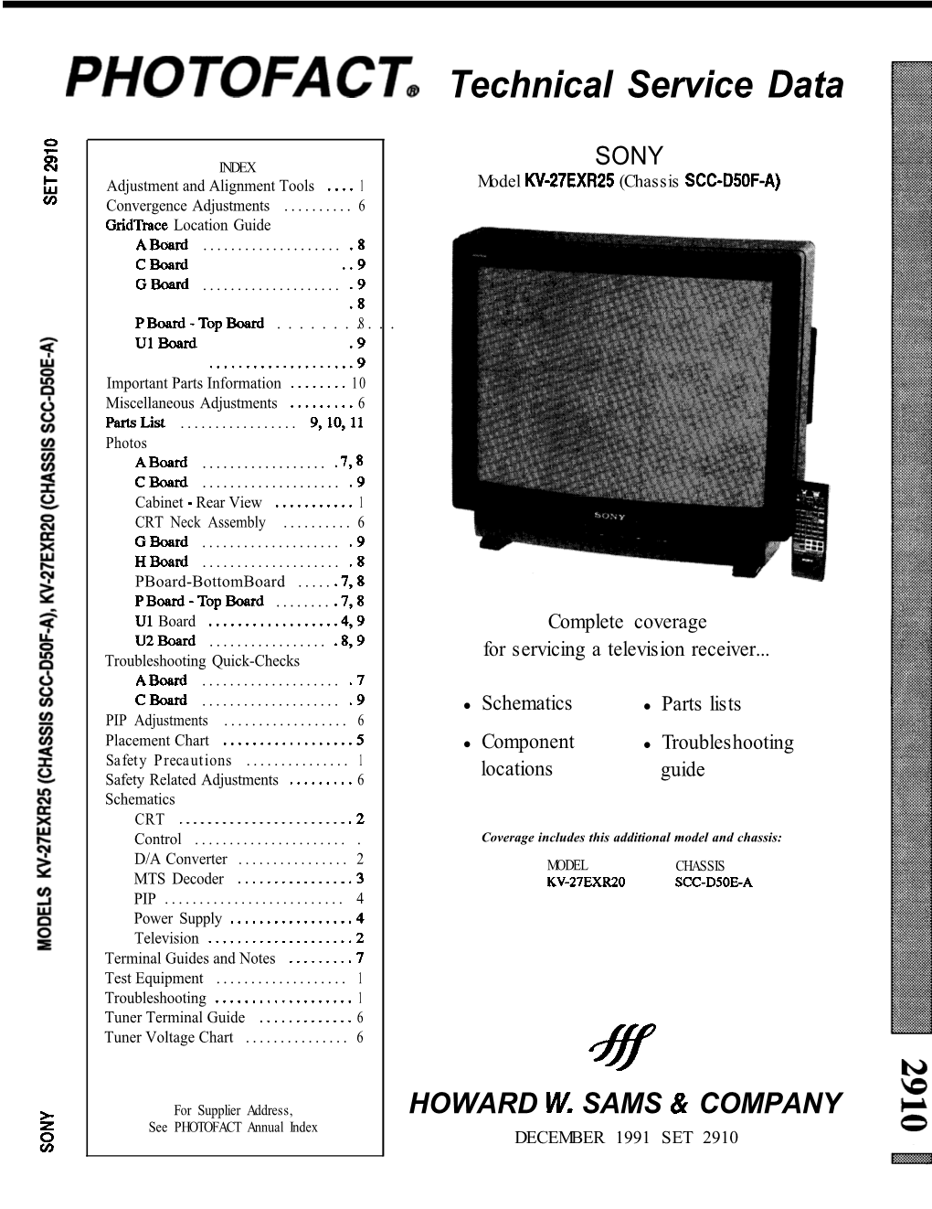 PHOTOFACT, Technical Service Data