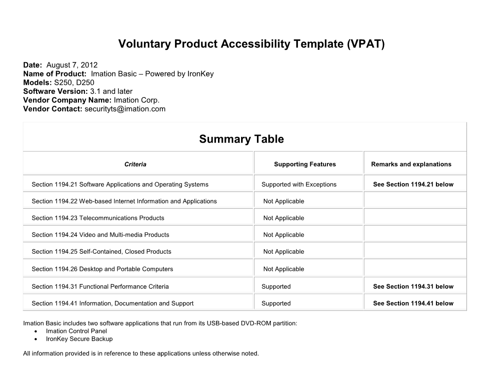 Voluntary Product Accessibility Template (VPAT)