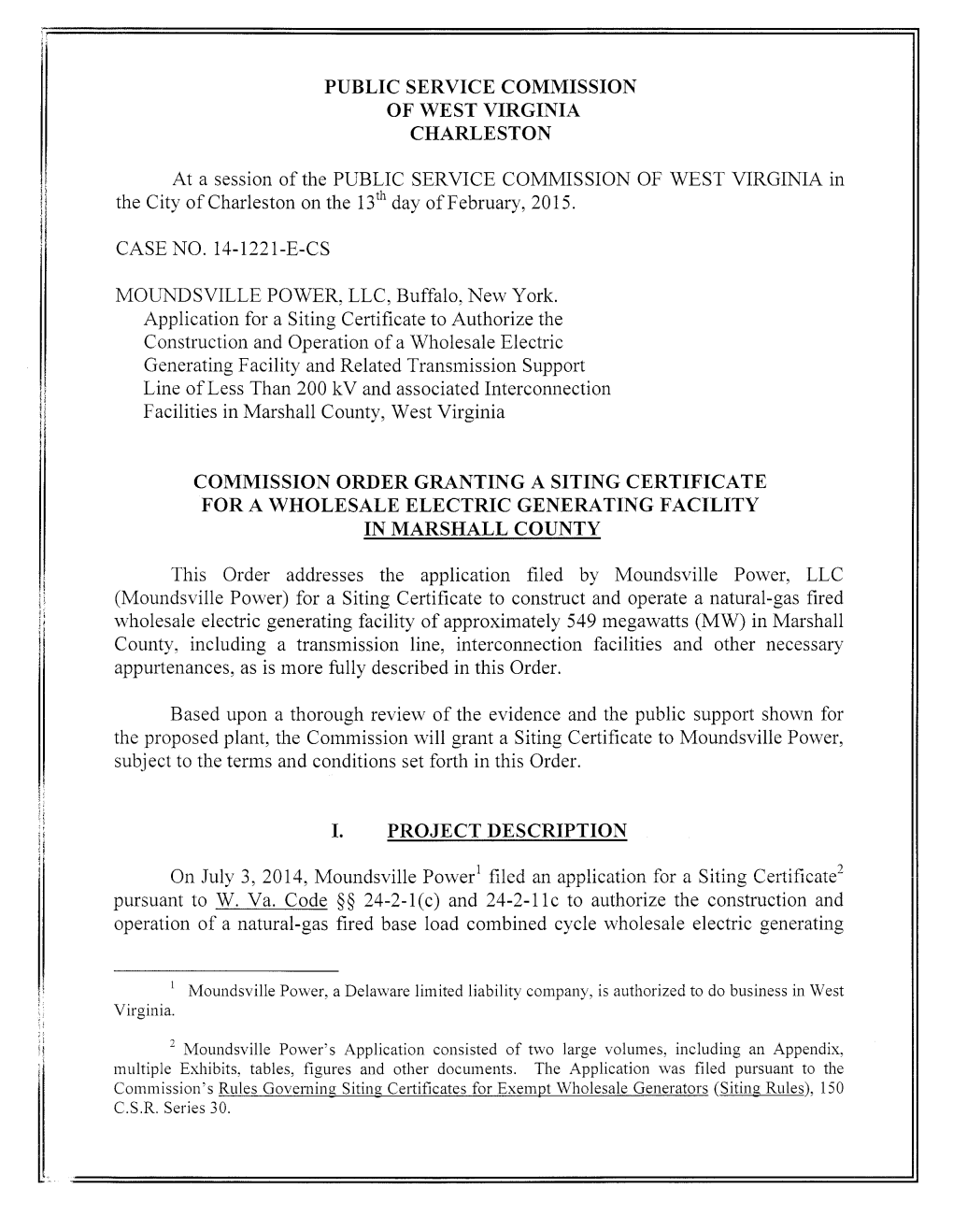 WVPSC FEB 13 2015 Moundsville Order.Pdf