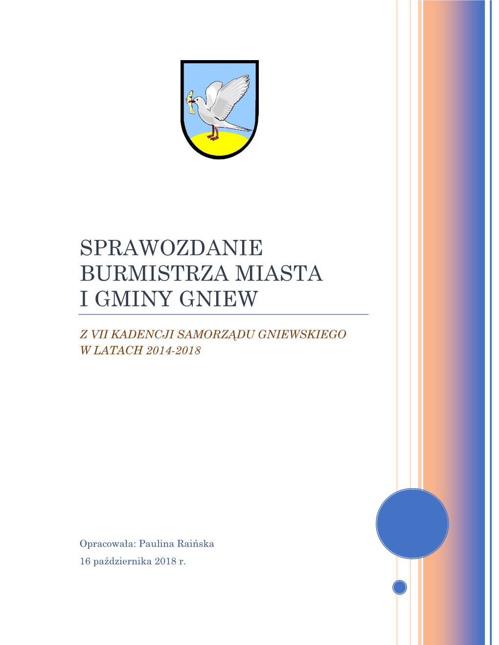 Sprawozdanie Burmistrza Miasta I Gminy Gniew