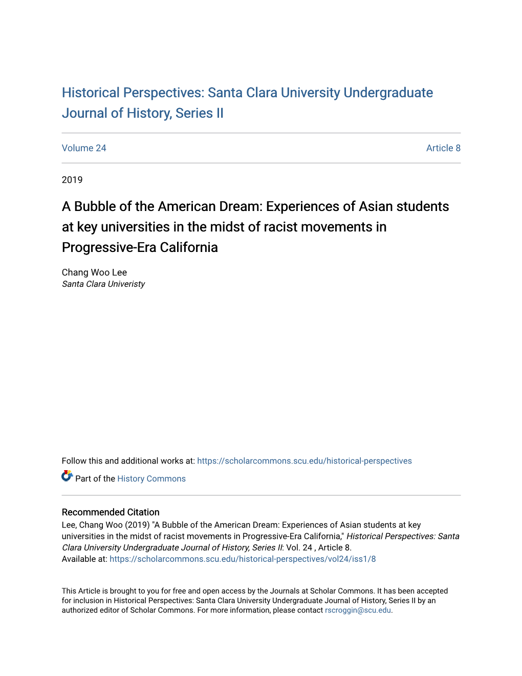 A Bubble of the American Dream: Experiences of Asian Students at Key Universities in the Midst of Racist Movements in Progressive-Era California