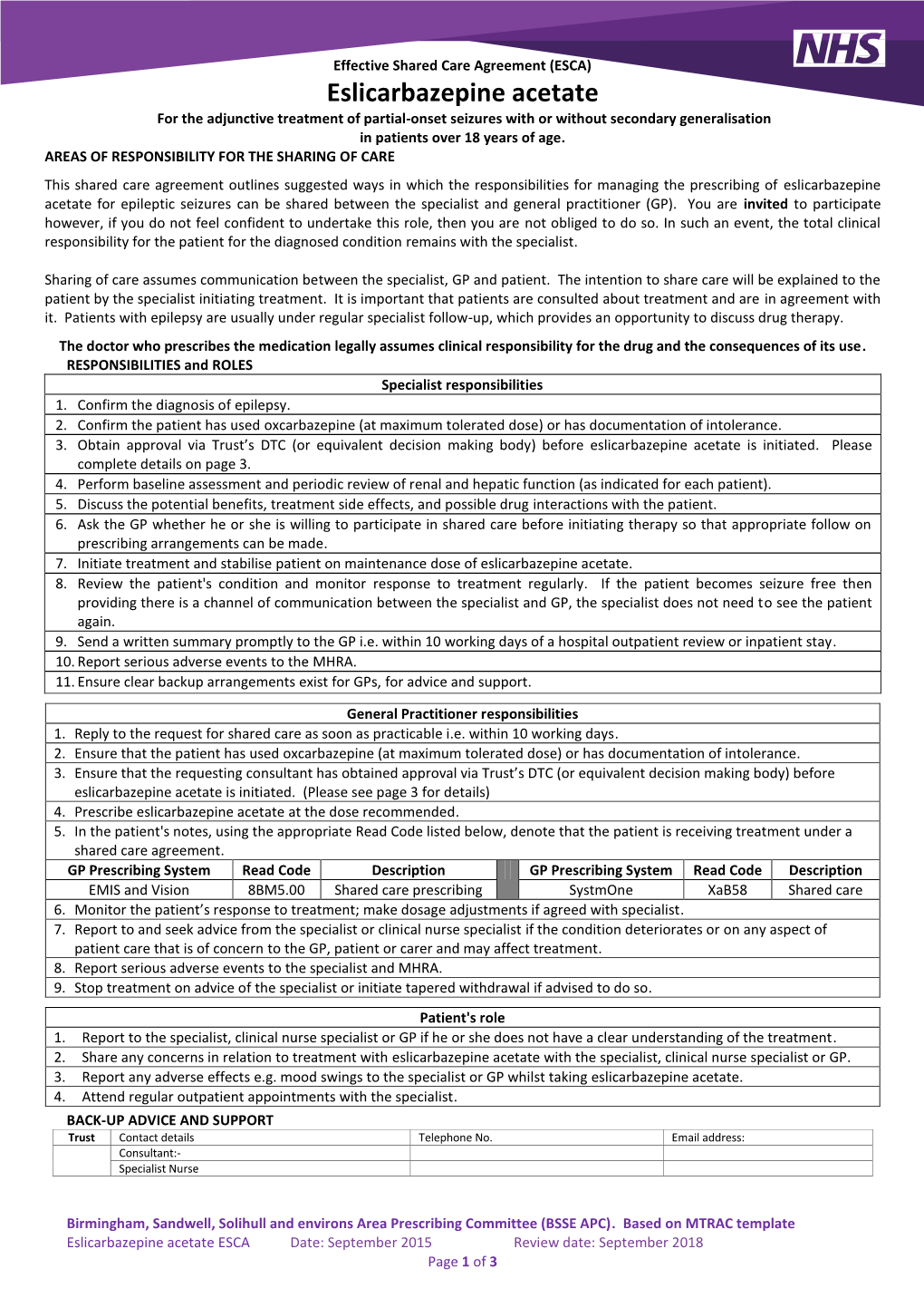 Eslicarbazepine Acetate for the Adjunctive Treatment of Partial-Onset Seizures with Or Without Secondary Generalisation in Patients Over 18 Years of Age