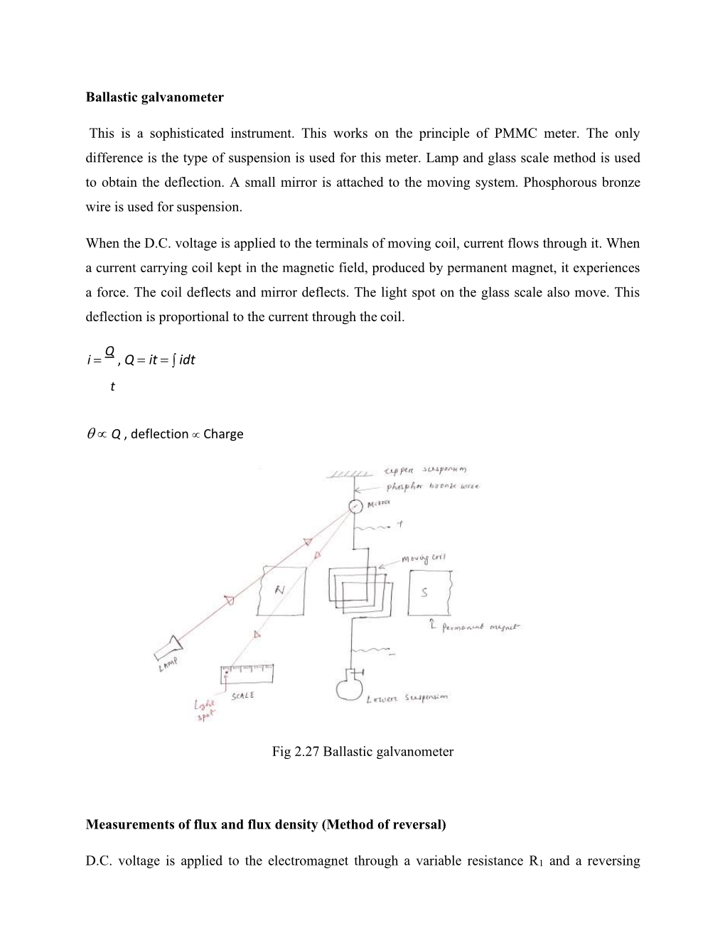 Ballastic Galvanometer This Is a Sophisticated Instrument. This