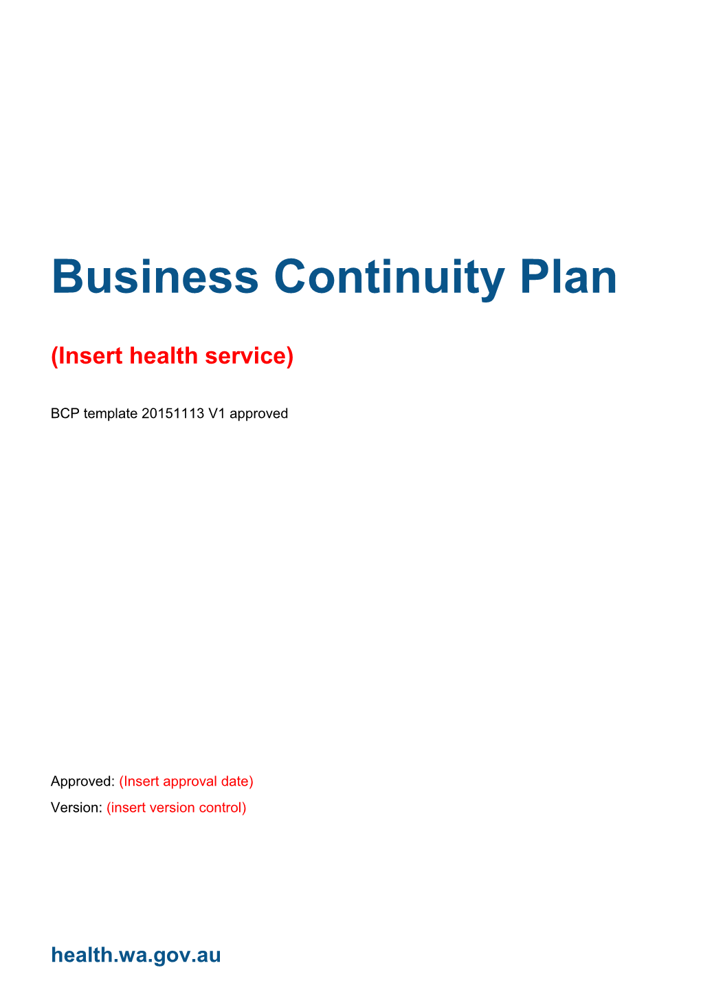 Department Of Health Business Continuity Plan Template