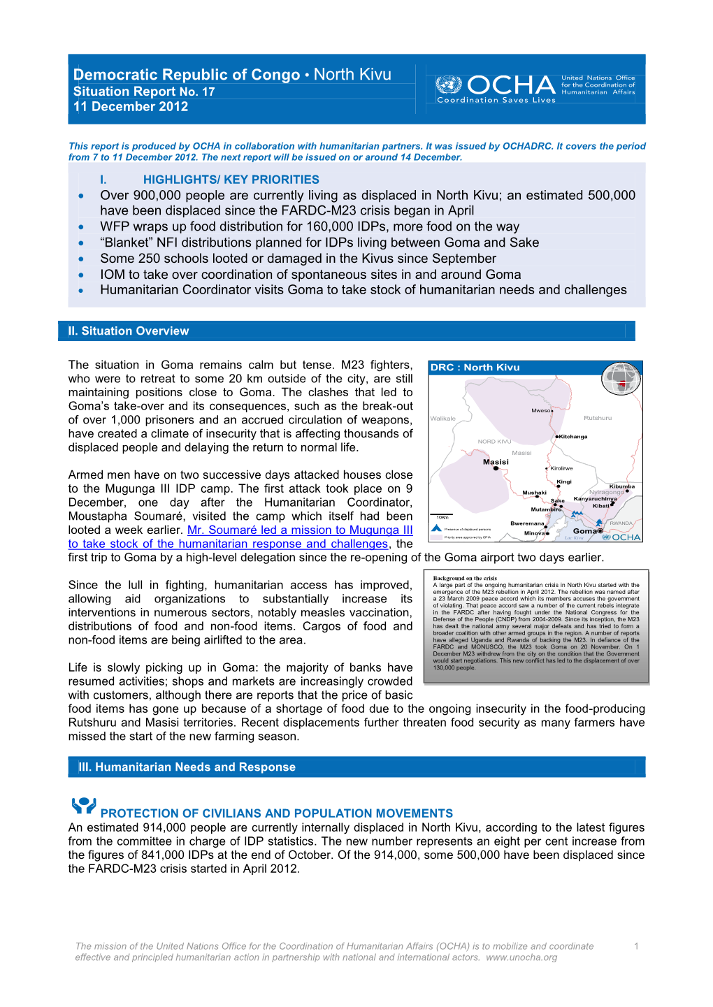 Democratic Republic of Congo • North Kivu Situation Report No