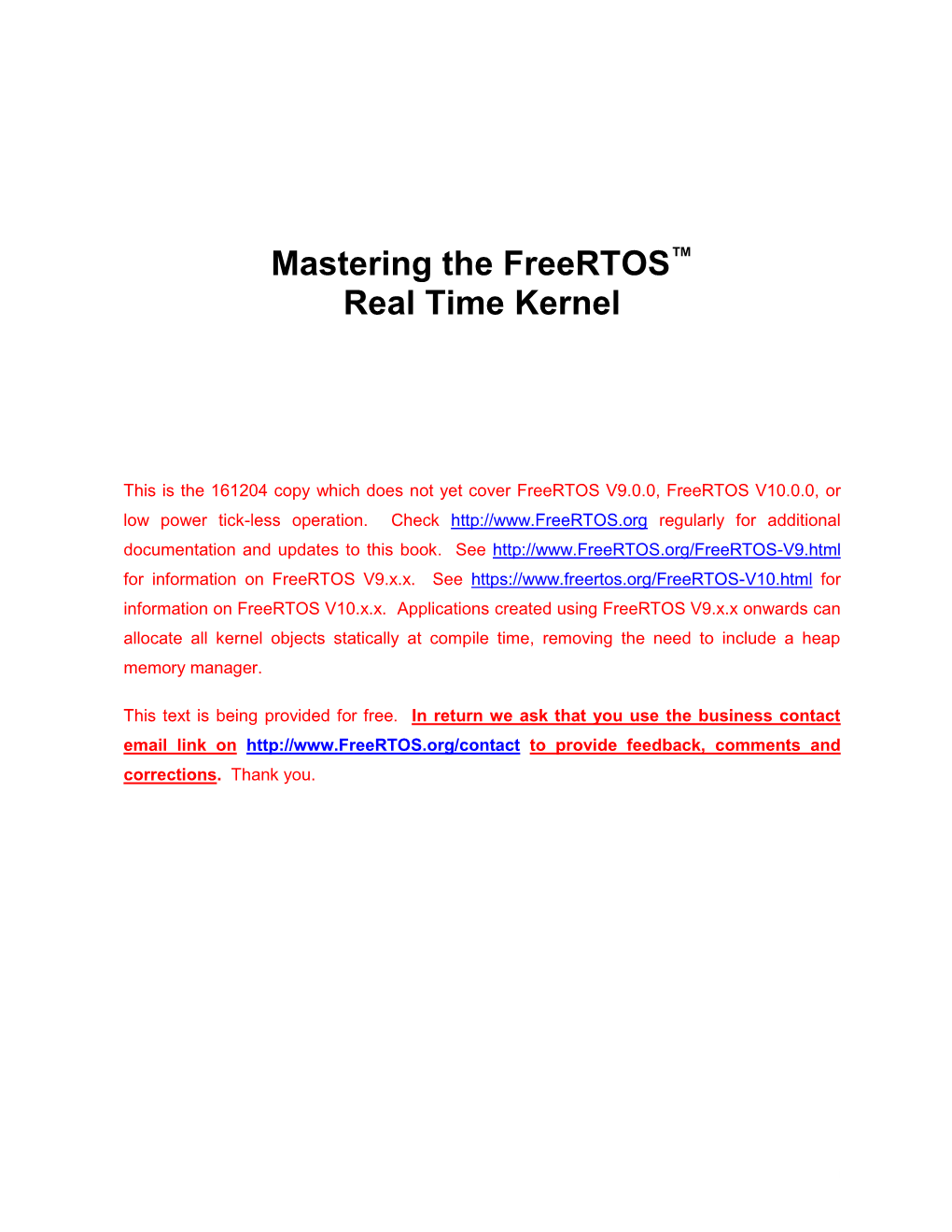 Mastering the Freertos™ Real Time Kernel