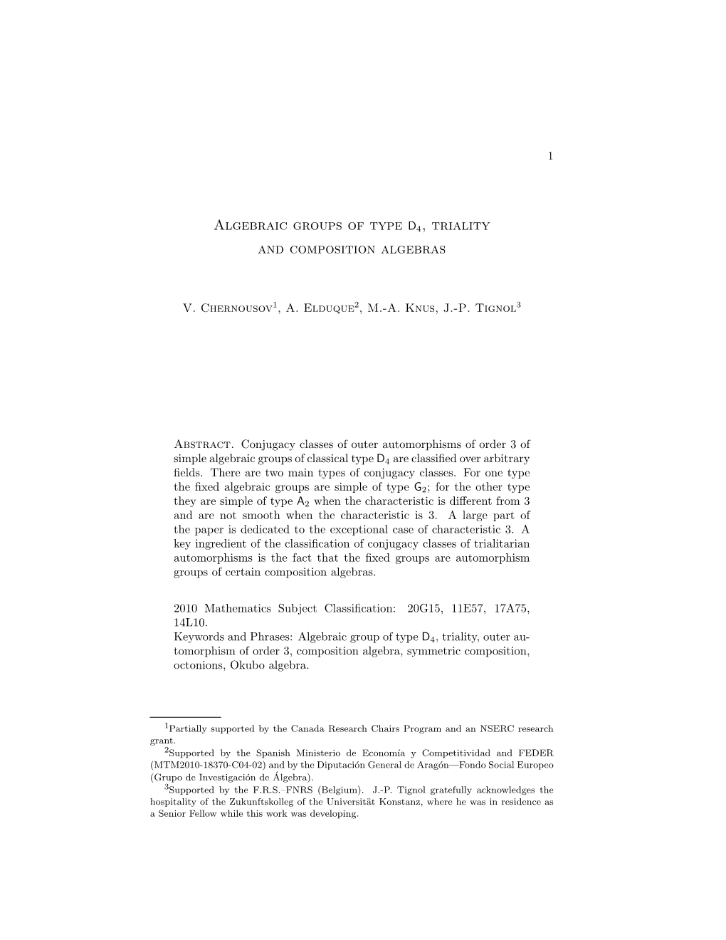 Algebraic Groups of Type D4, Triality and Composition Algebras