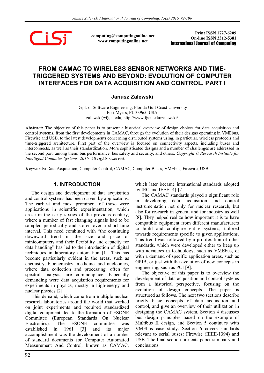 From Camac to Wireless Sensor Networks and Time- Triggered Systems and Beyond: Evolution of Computer Interfaces for Data Acquisition and Control