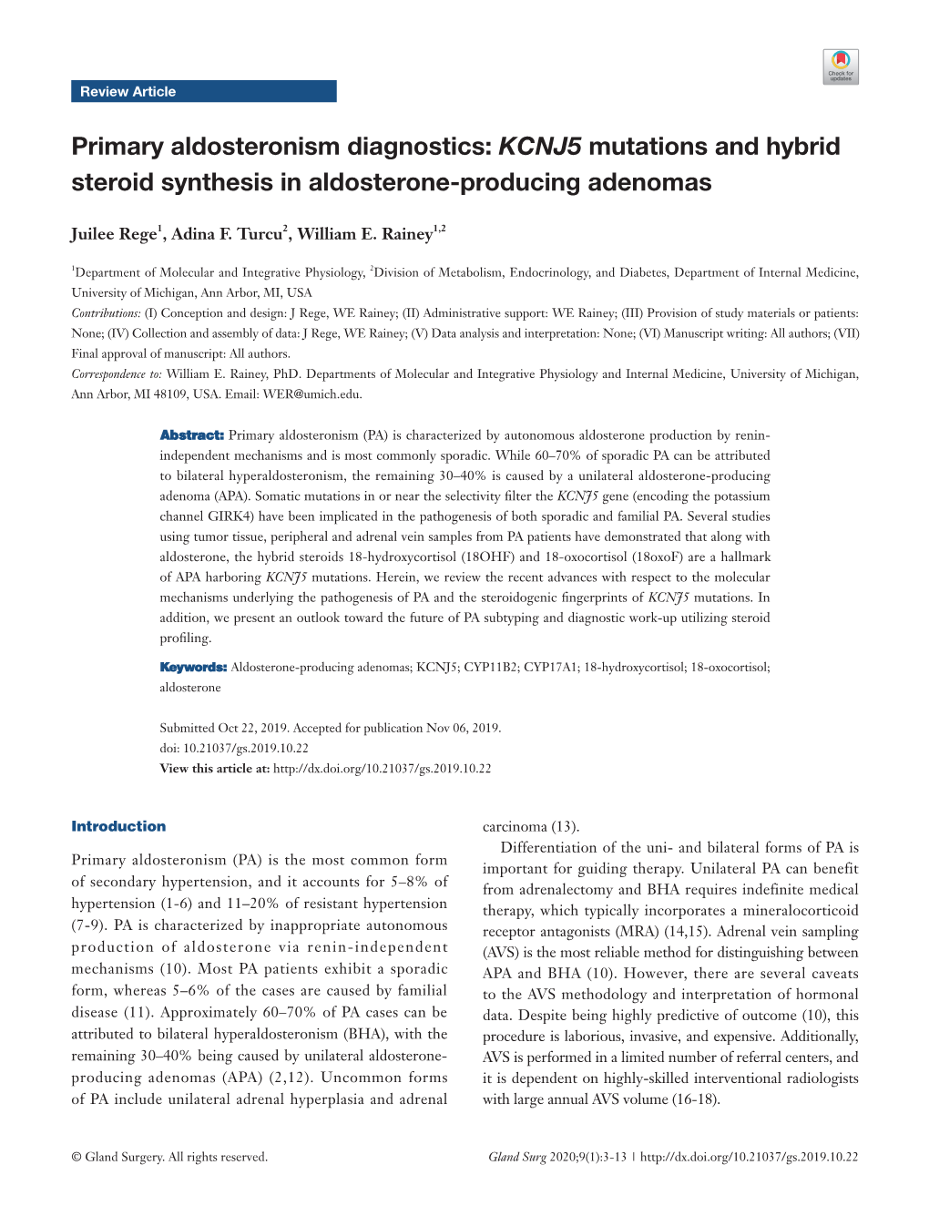 Primary Aldosteronism Diagnostics: KCNJ5 Mutations and Hybrid Steroid Synthesis in Aldosterone-Producing Adenomas