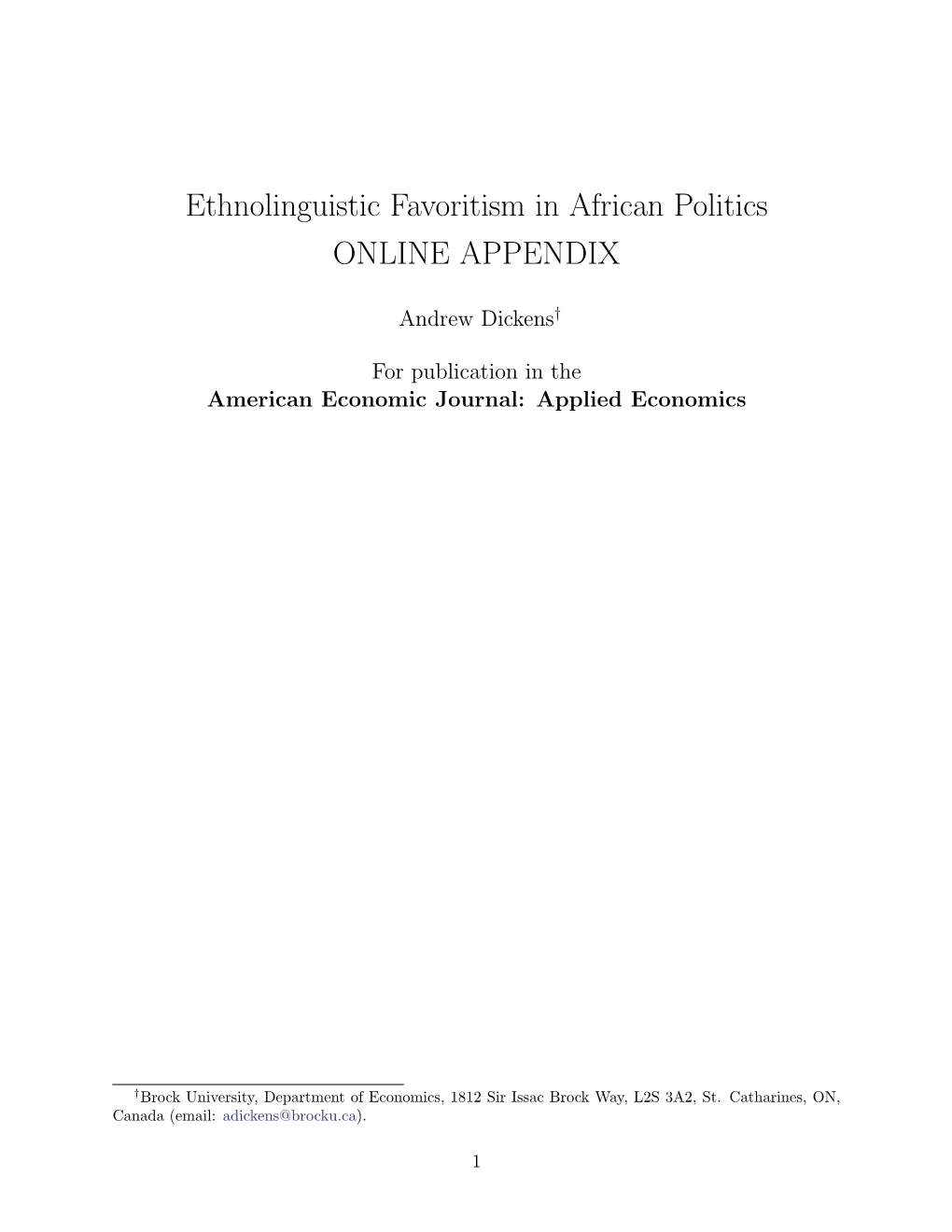 Ethnolinguistic Favoritism in African Politics ONLINE APPENDIX