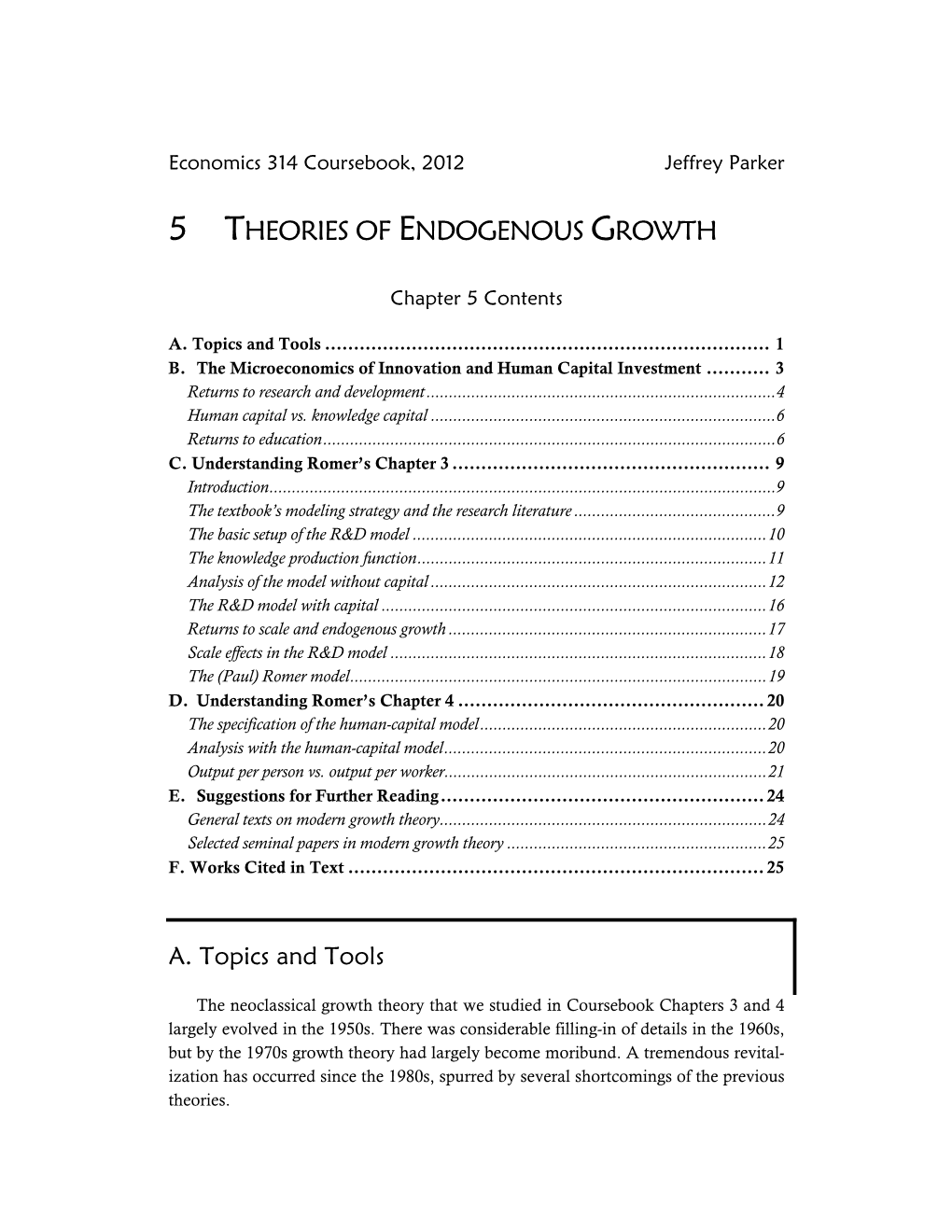 5 Theories of Endogenous Growth