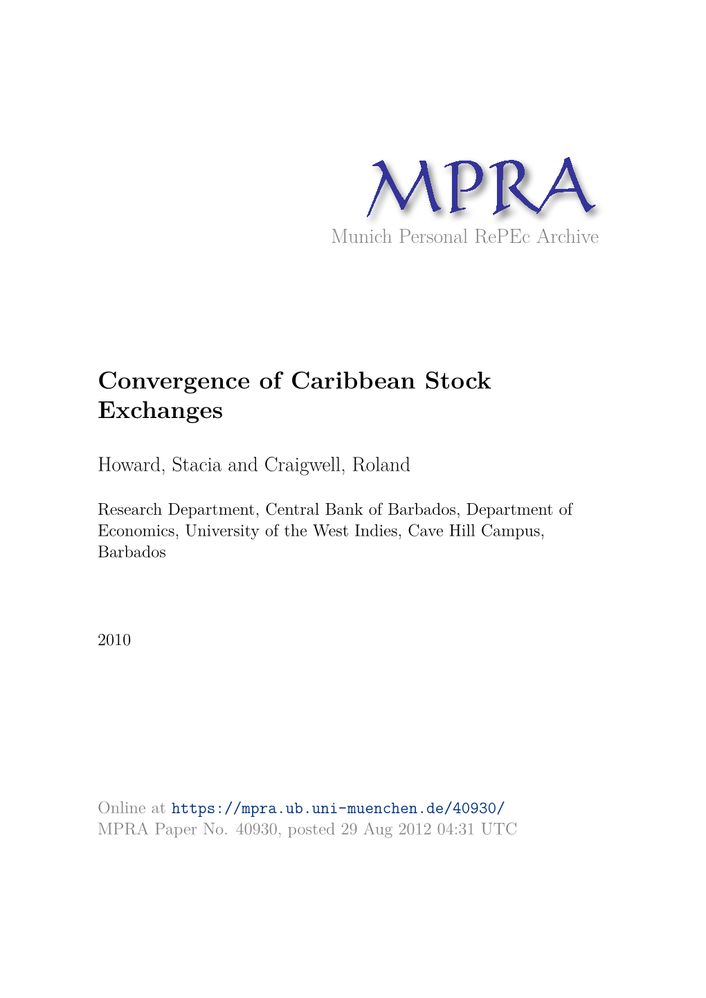 The Determinants of Realised Volatility on Caribbean Stock Exchanges