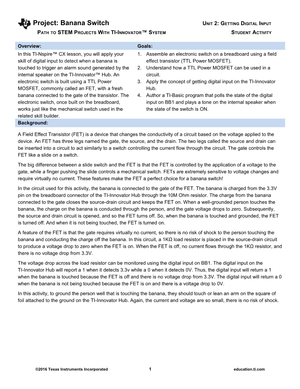 2016 Texas Instruments Incorporated 1 Education.Ti.Com