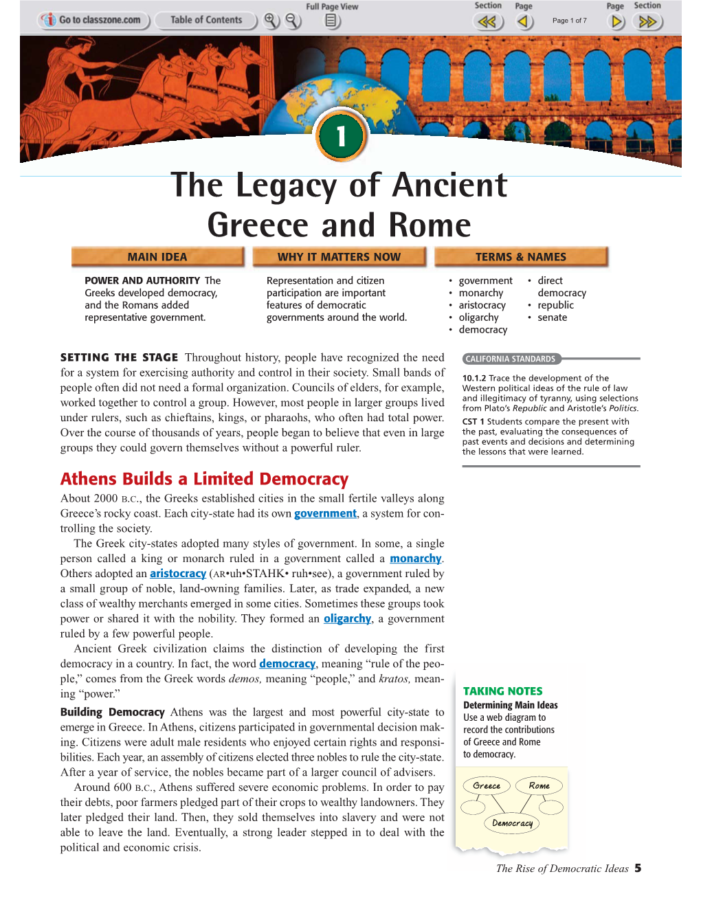 The Legacy of Ancient Greece and Rome MAIN IDEA WHY IT MATTERS NOW TERMS & NAMES